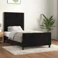 Estrutura de Cama C/ Cabeceira 100x200 cm Veludo Preto