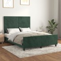 Estrutura de Cama C/ Cabeceira 140x190 cm Veludo Verde-escuro