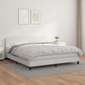 Cama com Molas/colchão 180x200 cm Couro Artificial Branco