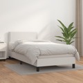 Cama com Molas/colchão 90x200 cm Couro Artificial Branco