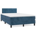 Cama Boxspring com Colchão 120x200 cm Veludo Azul-escuro