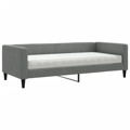 Sofá-cama com Colchão 90x200 cm Tecido Cinzento-escuro