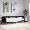 Sofá-cama com Colchão 90x200 cm Tecido Preto