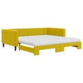 Sofá-cama com Gavetão e Colchões 100x200 cm Veludo Amarelo