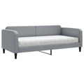 Sofá-cama com Colchão 90x200 cm Tecido Cinzento-claro