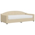 Sofá-cama com Colchão 90x200 cm Tecido Cor Creme