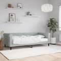 Sofá-cama com Colchão 90x190 cm Veludo Cinzento-claro