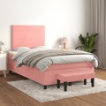 Cama Boxspring com Colchão 120x200 cm Veludo Rosa