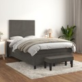 Cama Boxspring com Colchão 120x200 cm Veludo Cinzento-escuro