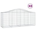 Cestos Gabião Arqueados 8 pcs 200x50x80/100cm Ferro Galvanizado