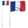 Bandeira da França e Mastro 5,55 M Alumínio