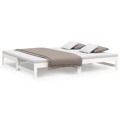 Sofá-cama de Puxar 2x(100x200) cm Madeira Pinho Maciça Branco
