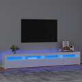 Móvel de Tv com Luzes LED 240x35x40 cm Branco Brilhante