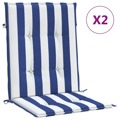 Almofadões Cadeira Encosto Baixo 2pcs Tecido Riscas Azul/branco
