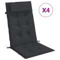 Almofadões P/ Cadeira Encosto Alto 4 pcs Tecido Oxford Preto