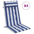 Almofadões Cadeira Encosto Alto 4 pcs Tecido Oxford Azul/branco