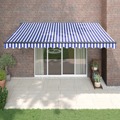 Toldo Retrátil 4,5x3 M Tecido e Alumínio Azul e Branco