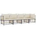 Conjunto Lounge de Jardim C/ Almofadões Vime Pe Antracite 4 pcs