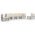 Conjunto Lounge de Jardim C/ Almofadões Vime Pe Antracite 6 pcs