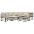 Conjunto Lounge de Jardim C/ Almofadões Vime Pe Antracite 6 pcs