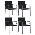 Cadeiras Jardim C/ Almofadões 4pcs 56x59x84 cm Vime Pe Preto
