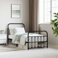 Estrutura de Cama com Cabeceira e Pés 90x190 cm Metal Preto