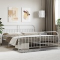 Estrutura de Cama com Cabeceira e Pés 193x203 cm Metal Branco