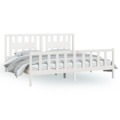 Estrutura Cama Casal C/ Cabeceira 180x200cm Pinho Maciço Branco