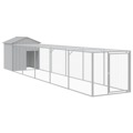 Galinheiro com Anexo 117x609x123 cm Aço Galvanizado Cinza-claro