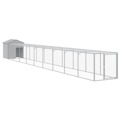 Galinheiro com Anexo 117x1017x123cm Aço Galvanizado Cinza-claro