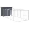 Casota P/ Cães C/ Parque 214x661x181 cm Aço Galvaniz. Antracite