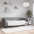 Sofá-cama 100x200 cm Tecido Cinzento-claro