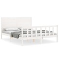 Estrutura de Cama King Size com Cabeceira Madeira Maciça Branco