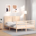 Estrutura de Cama com Cabeceira 140x190 cm Madeira Maciça