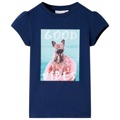 T-shirt para Criança com Estampa de Cão num Barco Azul-marinho 104