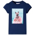 T-shirt para Criança com Estampa de Cão num Barco Azul-marinho 116