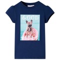 T-shirt para Criança com Estampa de Cão num Barco Azul-marinho 128