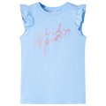 T-shirt P/ Criança Manga C/ Folhos e Estampa Brilhante Azul-claro 128