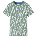 T-shirt para Criança com Estampa de Folhas Cor Cru e Hera-escuro 128