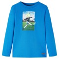 T-shirt Manga Comprida P/ Criança Estampa Futebolista Azul-cobalto 92
