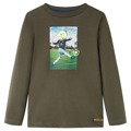 T-shirt Manga Comprida P/ Criança C/ Estampa Futebolista Cor Caqui 116
