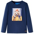 T-shirt Manga Comprida P/ Criança C/ Estampa Urso Azul Mesclado 104