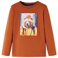 T-shirt Manga Comprida P/ Criança Estampa de Urso Laranja-queimado 116