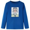 T-shirt Manga Comprida P/ Criança C/ Estampa de Tigre Azul-escuro 116