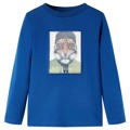 T-shirt Manga Comprida P/ Criança C/ Estampa de Tigre Azul-escuro 128