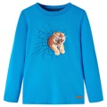 T-shirt Manga Comprida P/ Criança C/ Estampa de Tigre Azul Cobalto 140