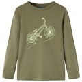 T-shirt Manga Comprida P/ Criança C/ Estampa de Bicicleta Caqui 104