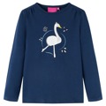T-shirt Manga Comprida P/ Criança C/ Estampa de Cisne Azul-marinho 104