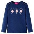 T-shirt Manga Comprida P/ Criança Estampa de Animais Azul-marinho 92