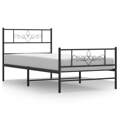 Estrutura de Cama com Cabeceira e Pés 75x190 cm Metal Preto